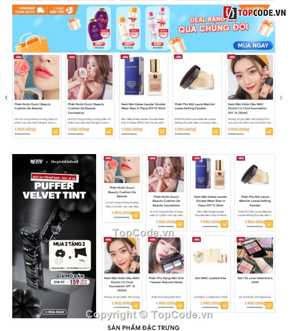 website mỹ phẩm,shop mỹ phẩm,mỹ phẩm online,Sharecode Website Giao diện bán mỹ phẩm làm đẹp xị